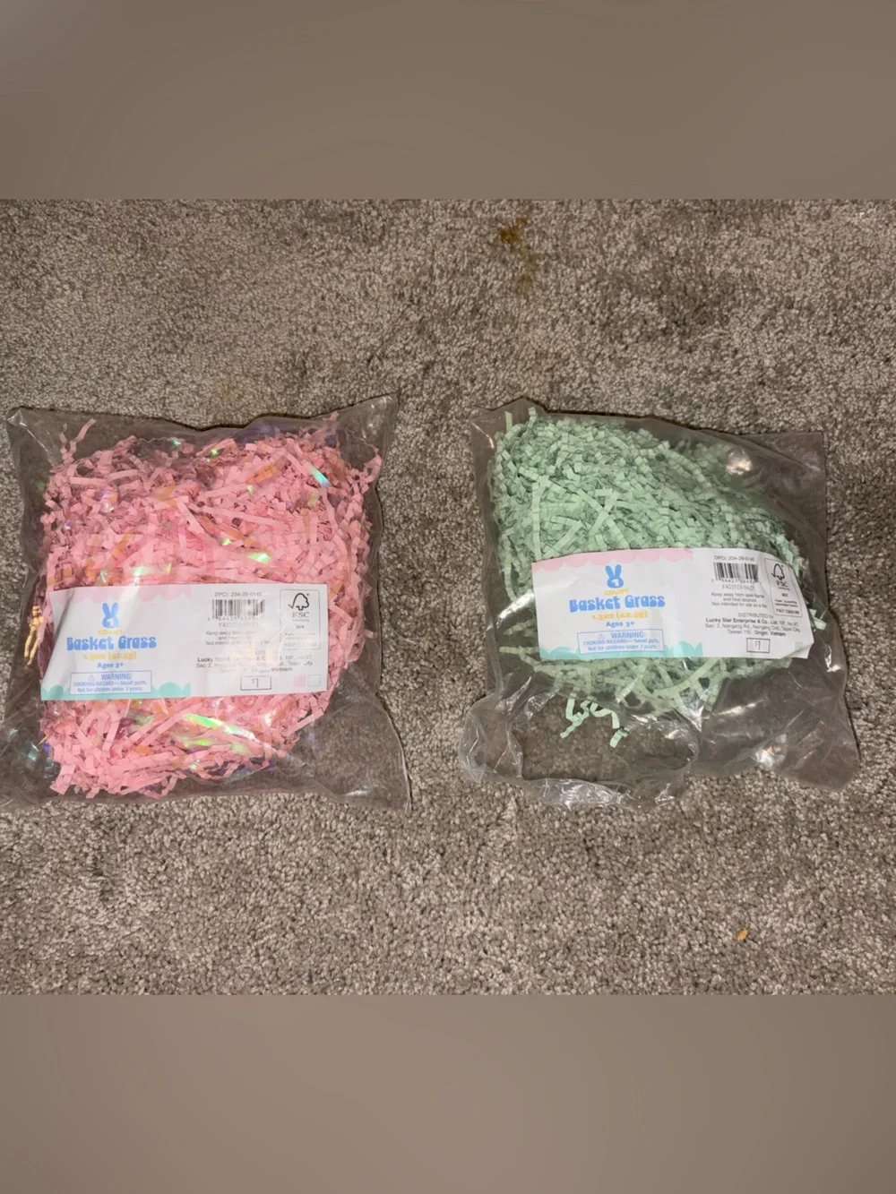 Target Pink & Blue Bunny Easter Baskets with Pastel Plastic Eggs and Toys